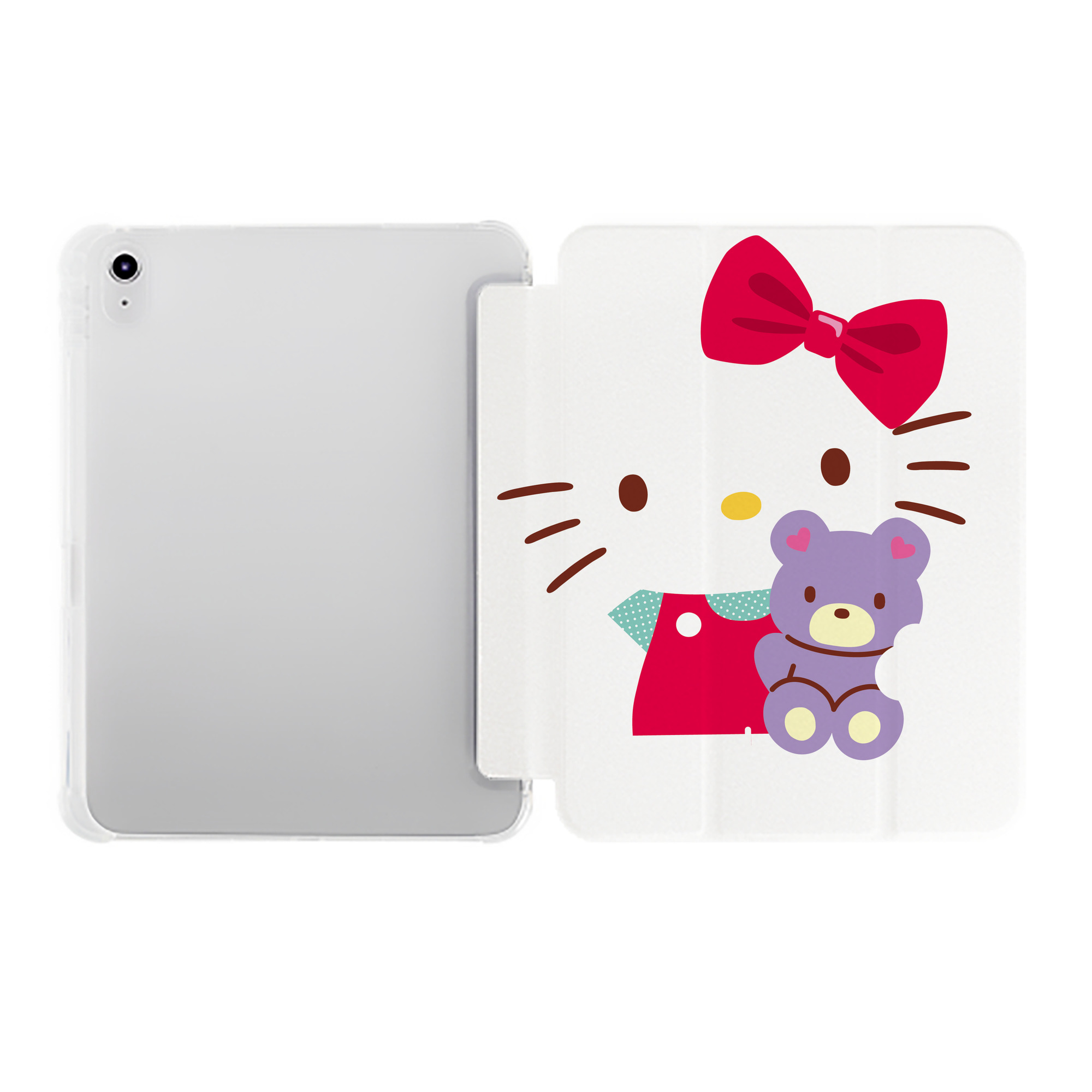 （画像用） Hello Kitty ハローキティ IPad ケース ペン収納付き 三つ折りスタンド PUレザー×シリコン 対応機種9.5/10.5/10.9インチ